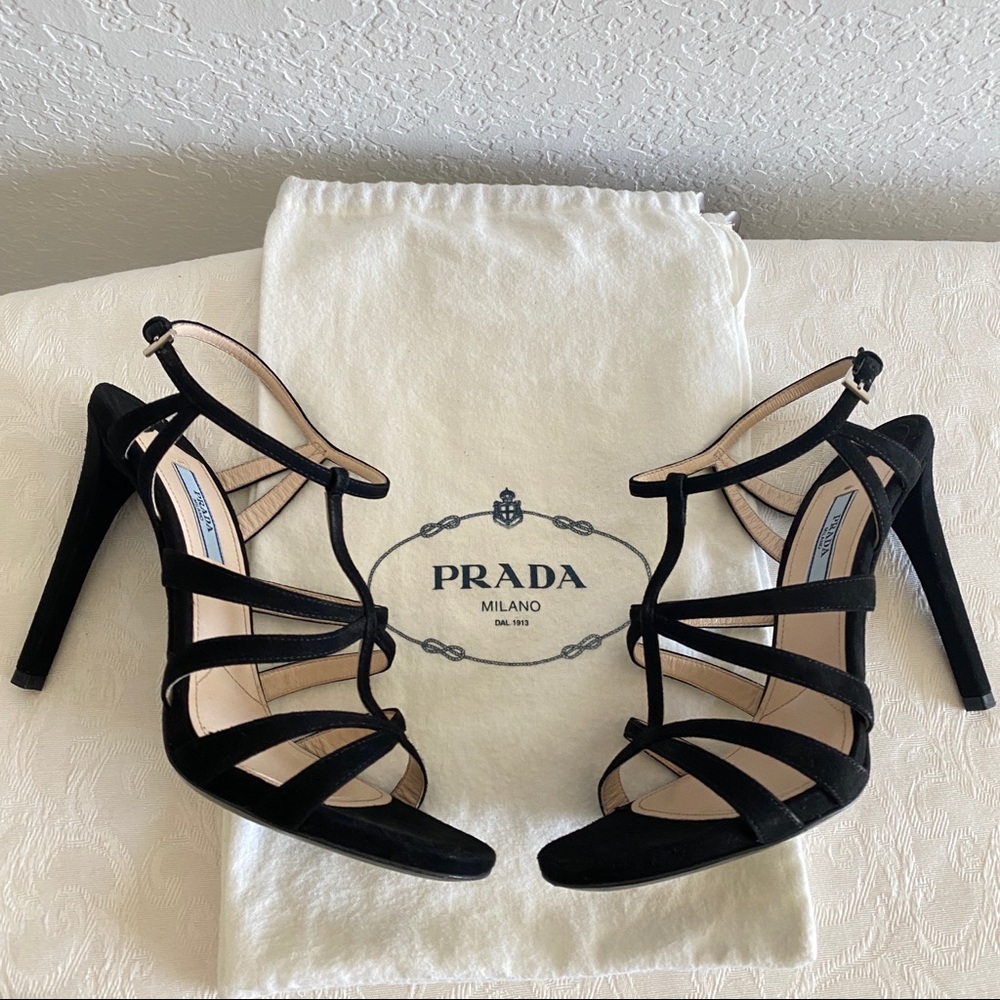 Prada blacks crisscross strap suede sandals - Picture 12 of 13